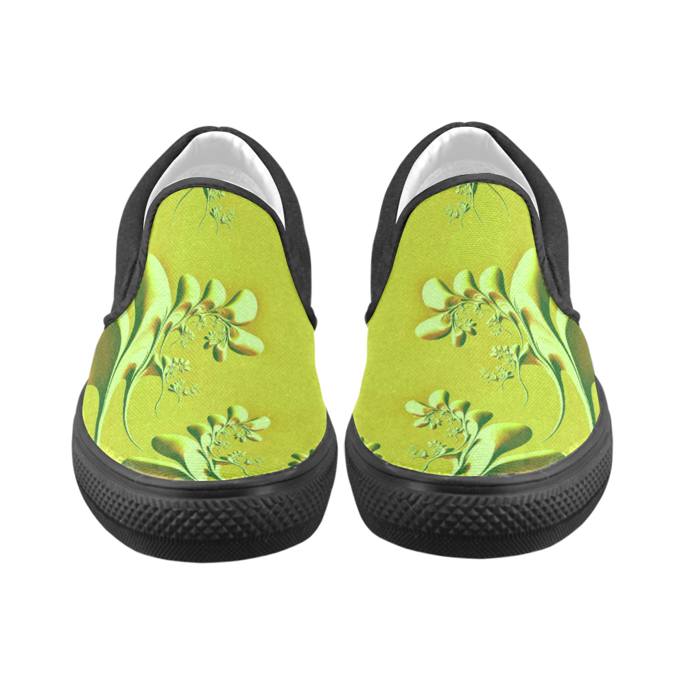 amazing floral fractal C by JamColors Women's Unusual Slip-on Canvas Shoes (Model 019)