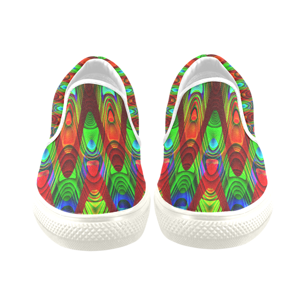 2D Wave #1B - Jera Nour Men's Slip-on Canvas Shoes (Model 019)