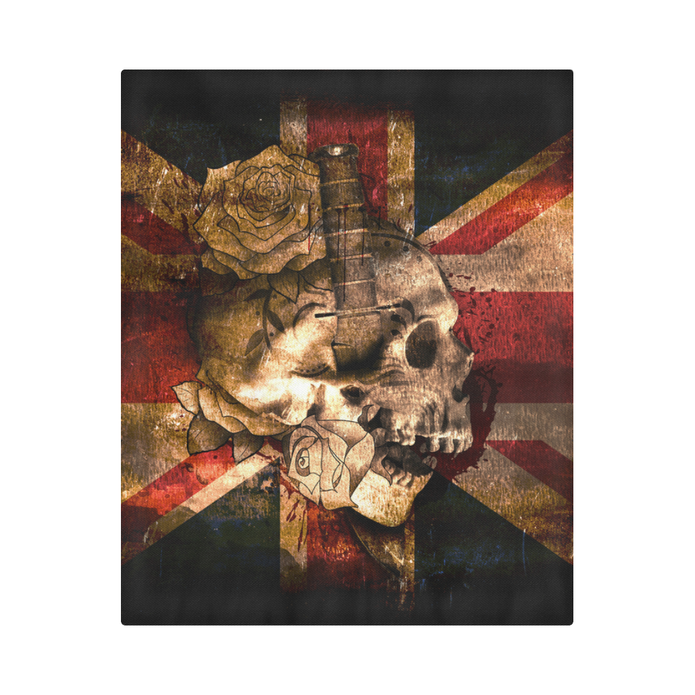 Grunge Skull and British Flag Duvet Cover 86"x70" ( All-over-print)