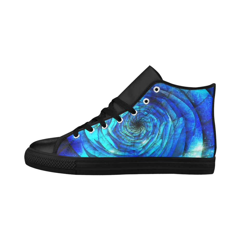Galaxy Wormhole Spiral 3D - Jera Nour Aquila High Top Microfiber Leather Men's Shoes/Large Size (Model 032)