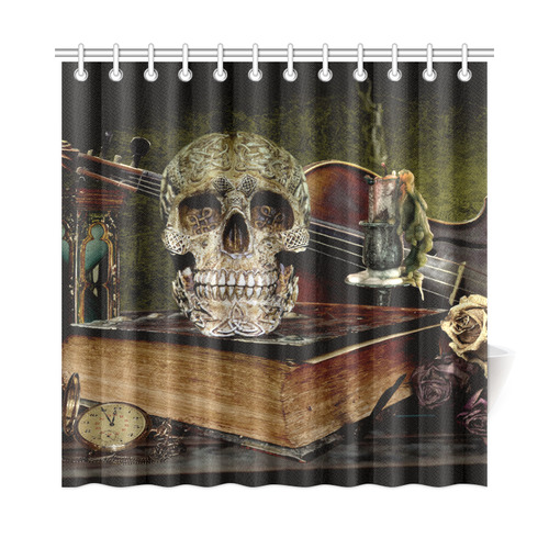 Funny Skull and Book Shower Curtain 72"x72"