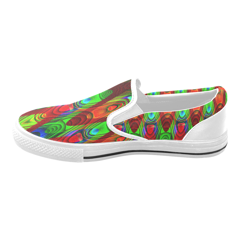 2D Wave #1B - Jera Nour Men's Unusual Slip-on Canvas Shoes (Model 019)