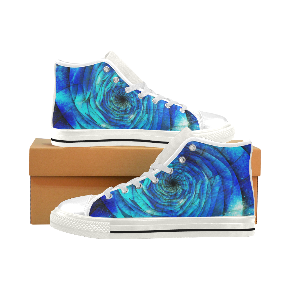 Galaxy Wormhole Spiral 3D - Jera Nour Men’s Classic High Top Canvas Shoes (Model 017)