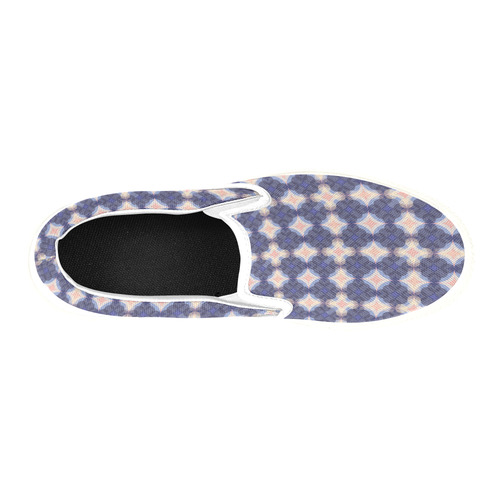 Navy Kaleidoscope Pattern Slip-on Canvas Shoes for Kid (Model 019)