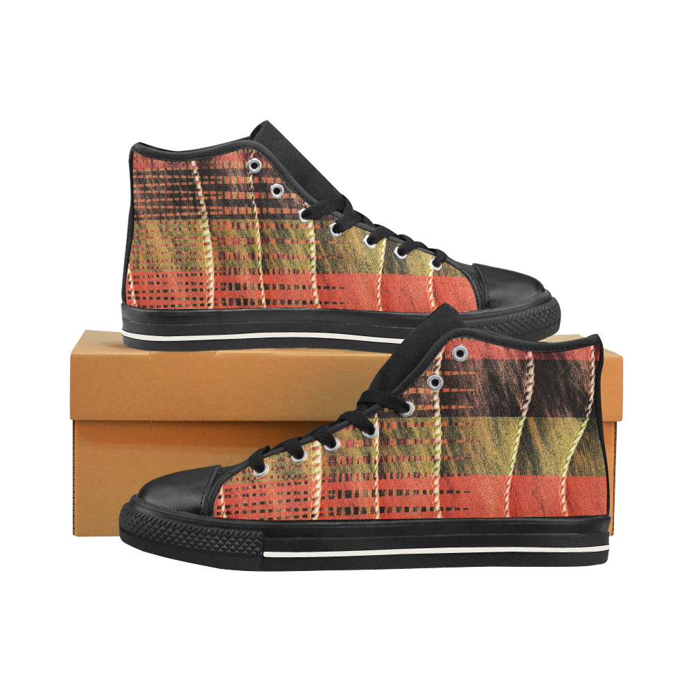 Batik Maharani #6 Vertical - Jera Nour Men’s Classic High Top Canvas Shoes /Large Size (Model 017)