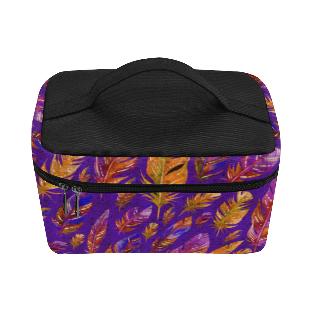 Watercolor Feathers And Dots Pattern Purple Lunch Bag/Large (Model 1658)