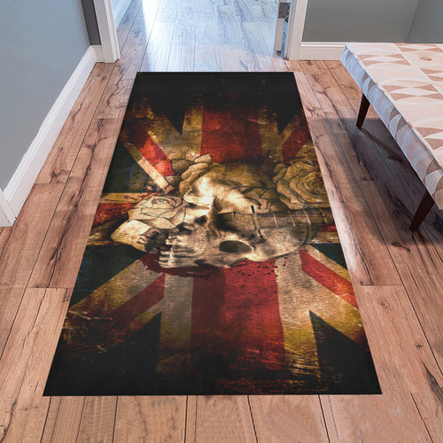 Grunge Skull and British Flag Area Rug 7'x3'3''