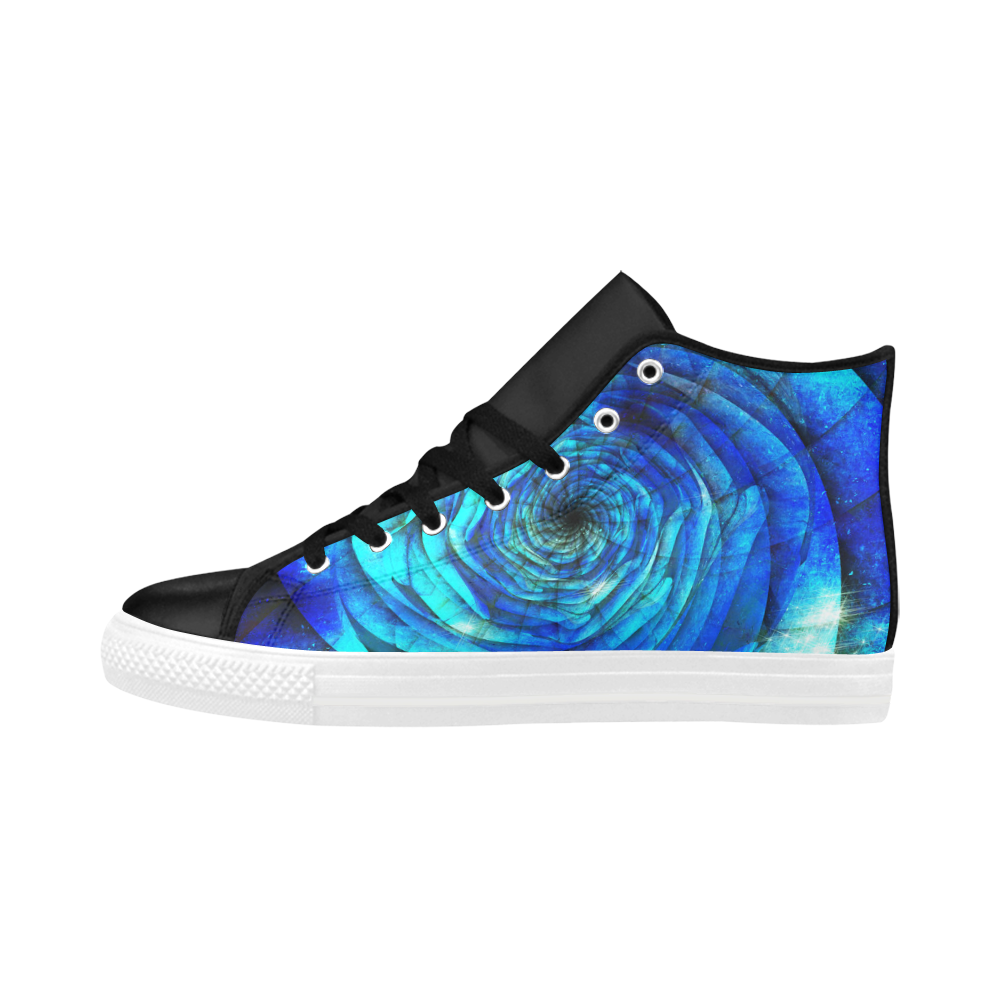 Galaxy Wormhole Spiral 3D - Jera Nour Aquila High Top Microfiber Leather Men's Shoes (Model 032)