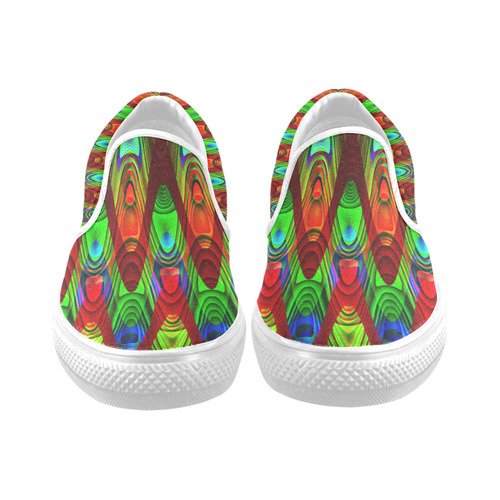 2D Wave #1B - Jera Nour Men's Unusual Slip-on Canvas Shoes (Model 019)