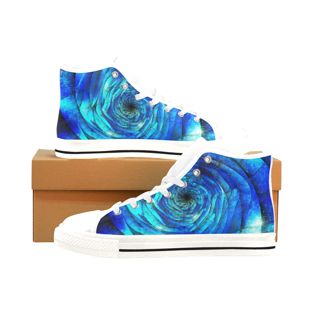 Galaxy Wormhole Spiral 3D - Jera Nour Men’s Classic High Top Canvas Shoes /Large Size (Model 017)