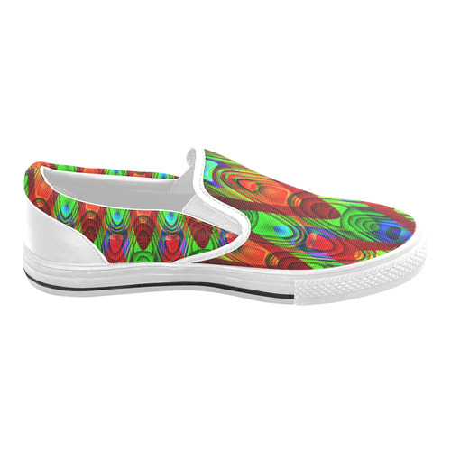 2D Wave #1B - Jera Nour Men's Unusual Slip-on Canvas Shoes (Model 019)