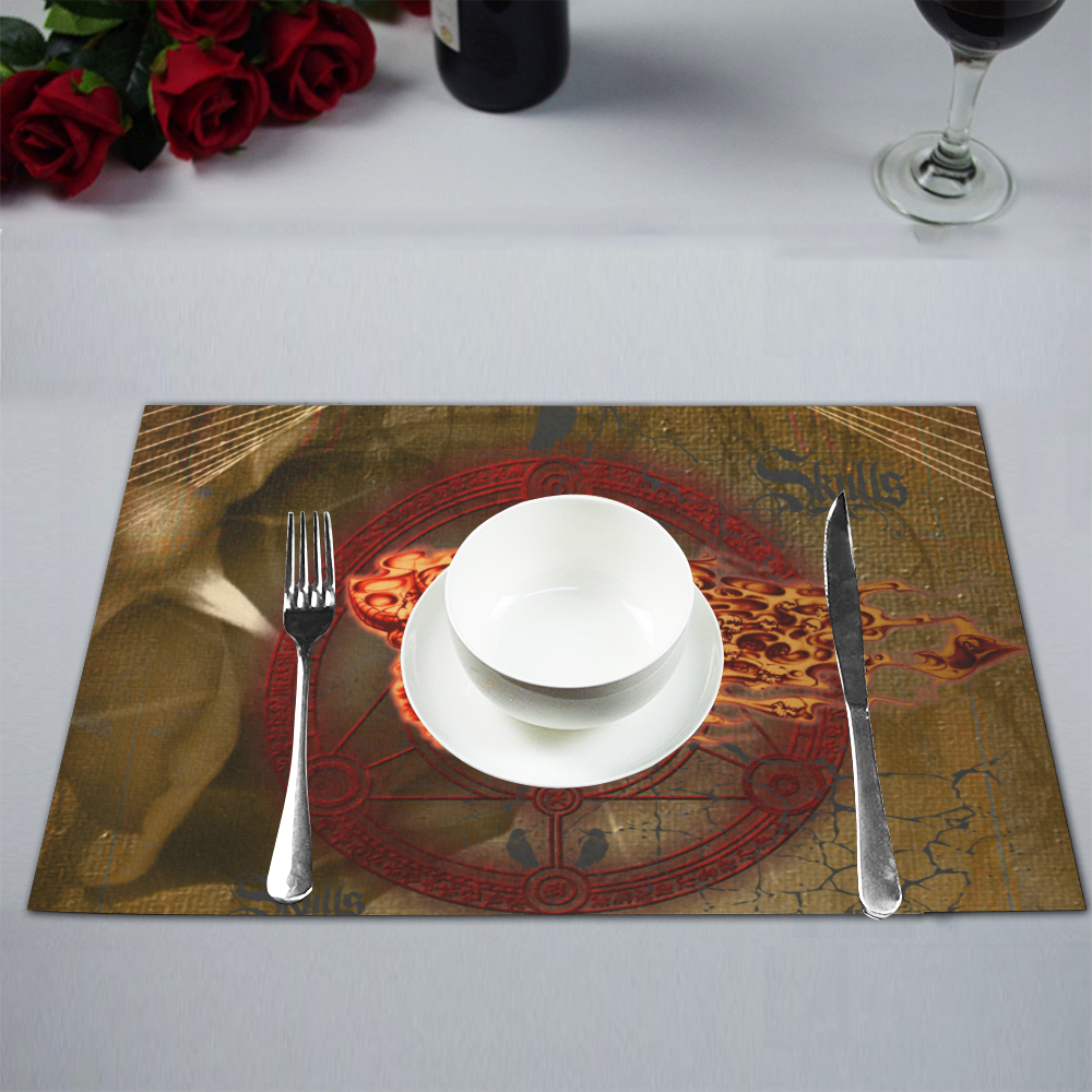 Awesome, creepy flyings skulls Placemat 12’’ x 18’’ (Set of 6)