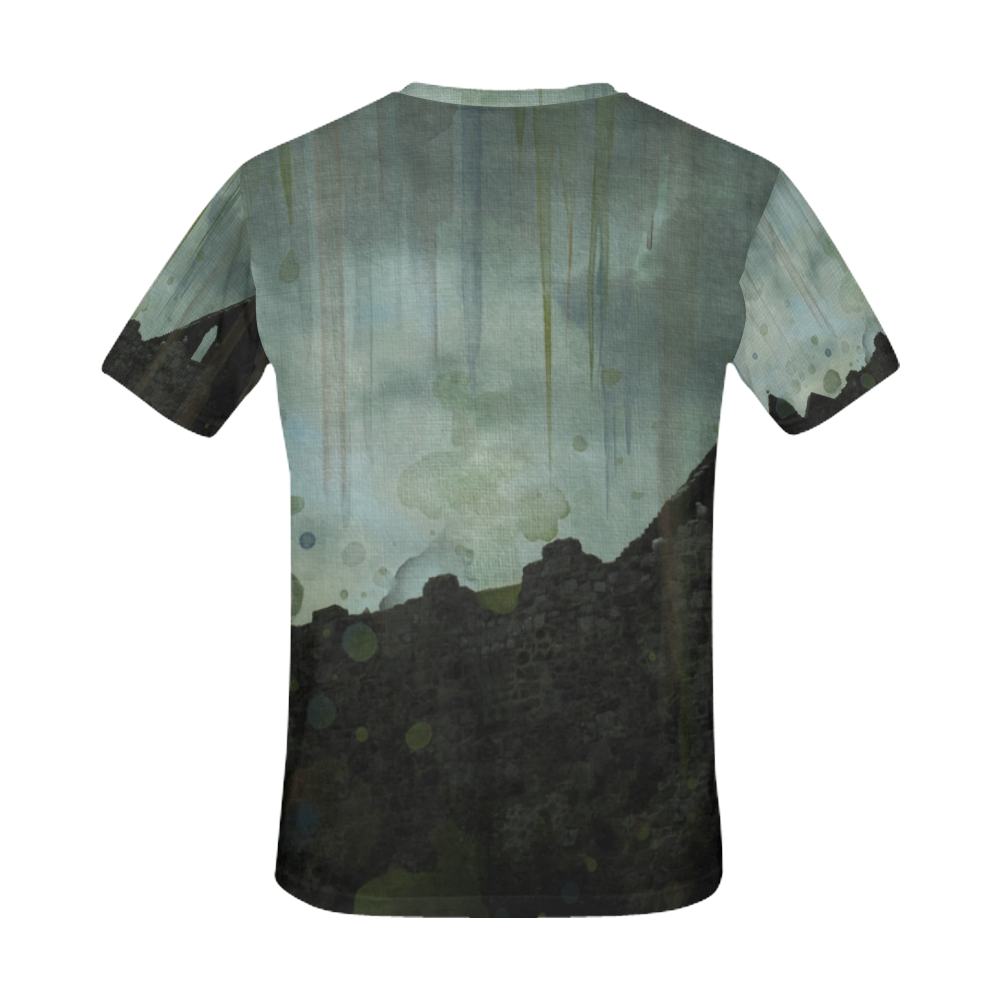 Celtic ruins, photo and watercolor, spooky horror All Over Print T-Shirt for Men (USA Size) (Model T40)