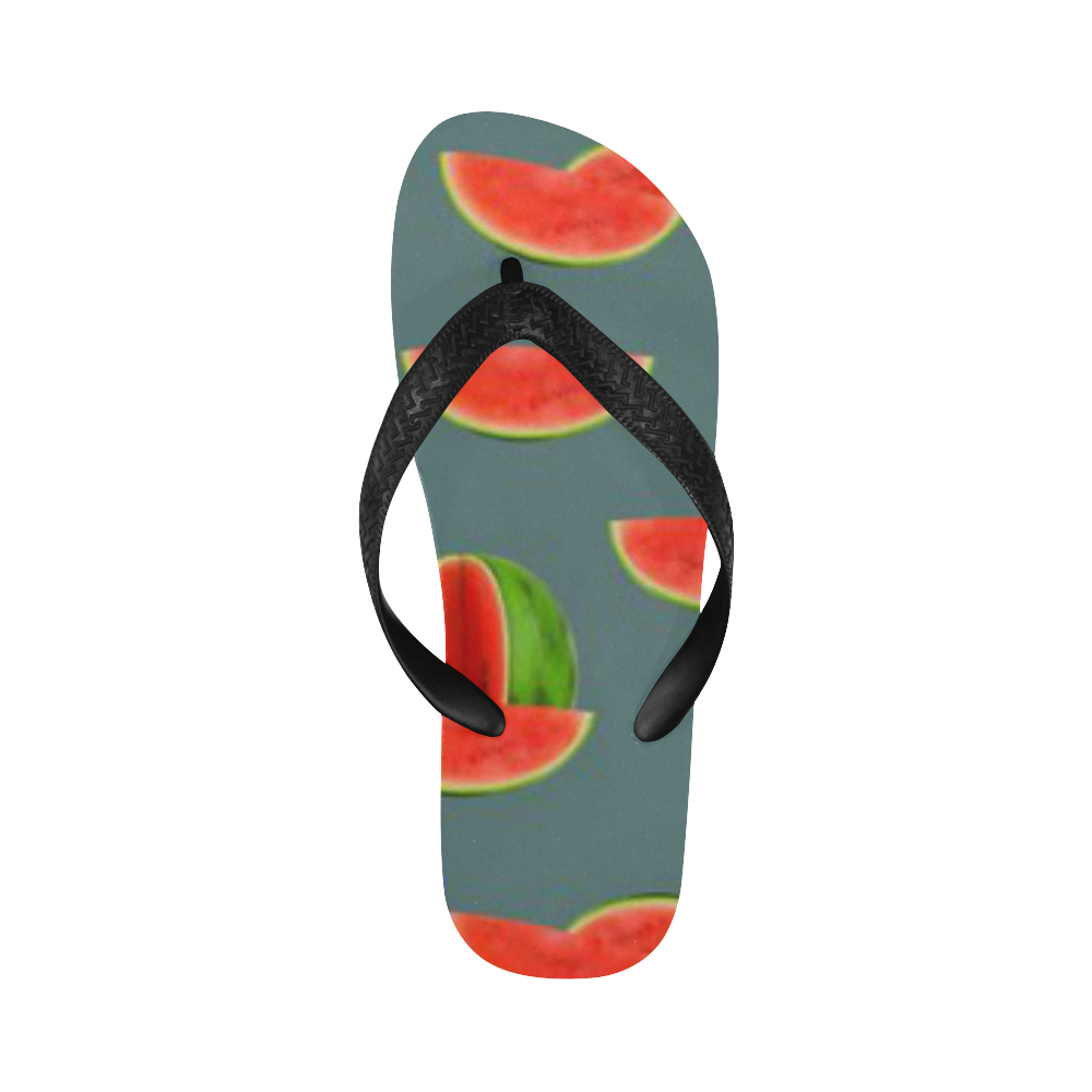 Watercolor Watermelon red, green and sweet pattern Flip Flops for Men/Women (Model 040)