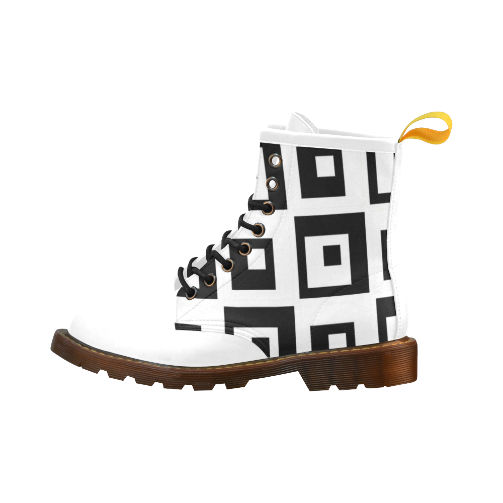 Black & White Cubes High Grade PU Leather Martin Boots For Men Model 402H