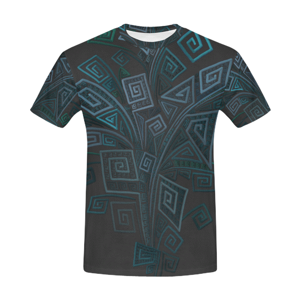 3D Psychedelic Abstract Square Spirals All Over Print T-Shirt for Men (USA Size) (Model T40)