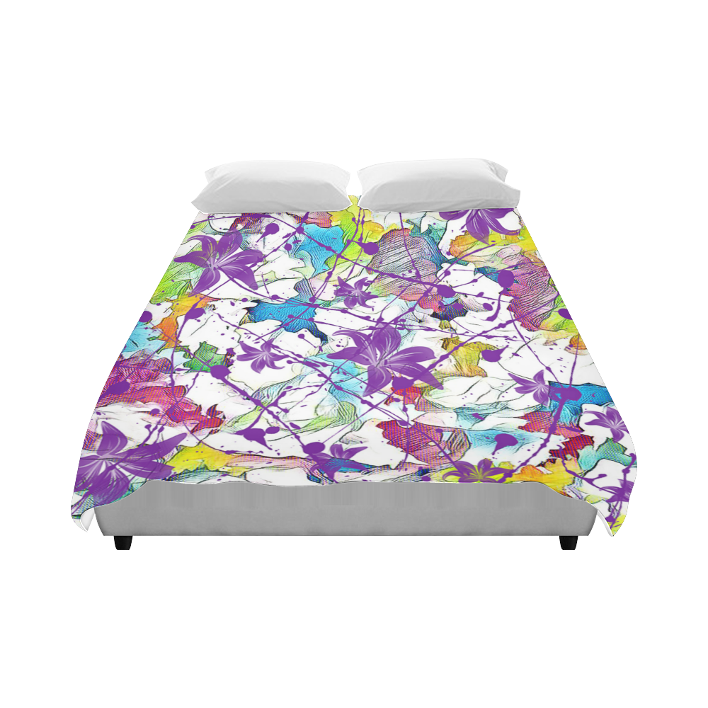 Lilac Lillis Abtract Splash Duvet Cover 86"x70" ( All-over-print)