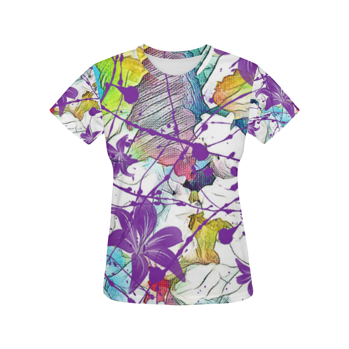 Lilac Lillis Abtract Splash All Over Print T-Shirt for Women (USA Size) (Model T40)