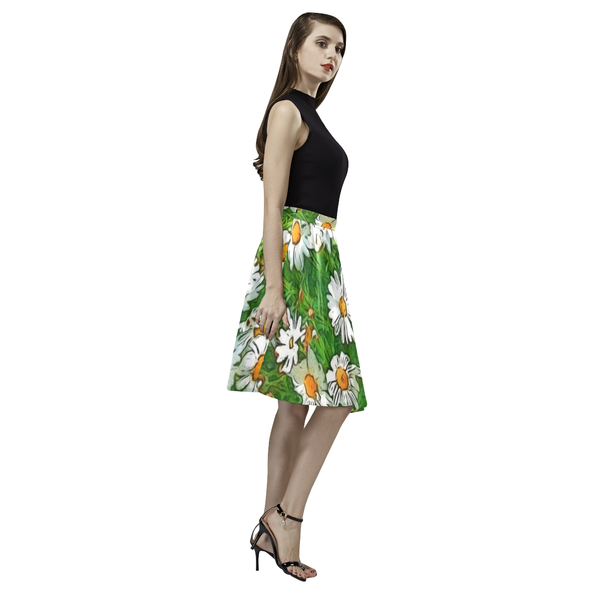 Floral ArtStudio 36A by JamColors Melete Pleated Midi Skirt (Model D15)