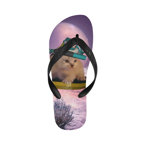 Funny surfing kitten Flip Flops for Men/Women (Model 040)