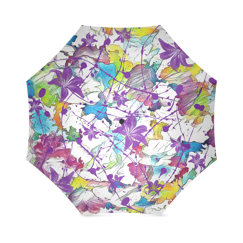 Lilac Lillis Abtract Splash Foldable Umbrella (Model U01)