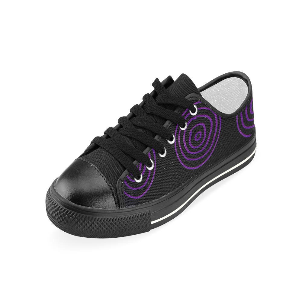Designers artistic shoes : Black with purple effect Women's Classic Canvas Shoes (Model 018)