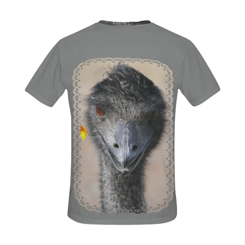 Happy Emu with yellow flower, photo All Over Print T-Shirt for Men (USA Size) (Model T40)