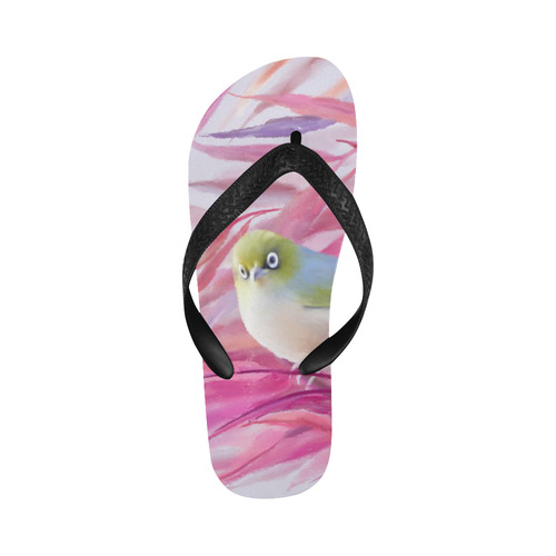 Cute SilverEye, angry bird watercolor Flip Flops for Men/Women (Model 040)