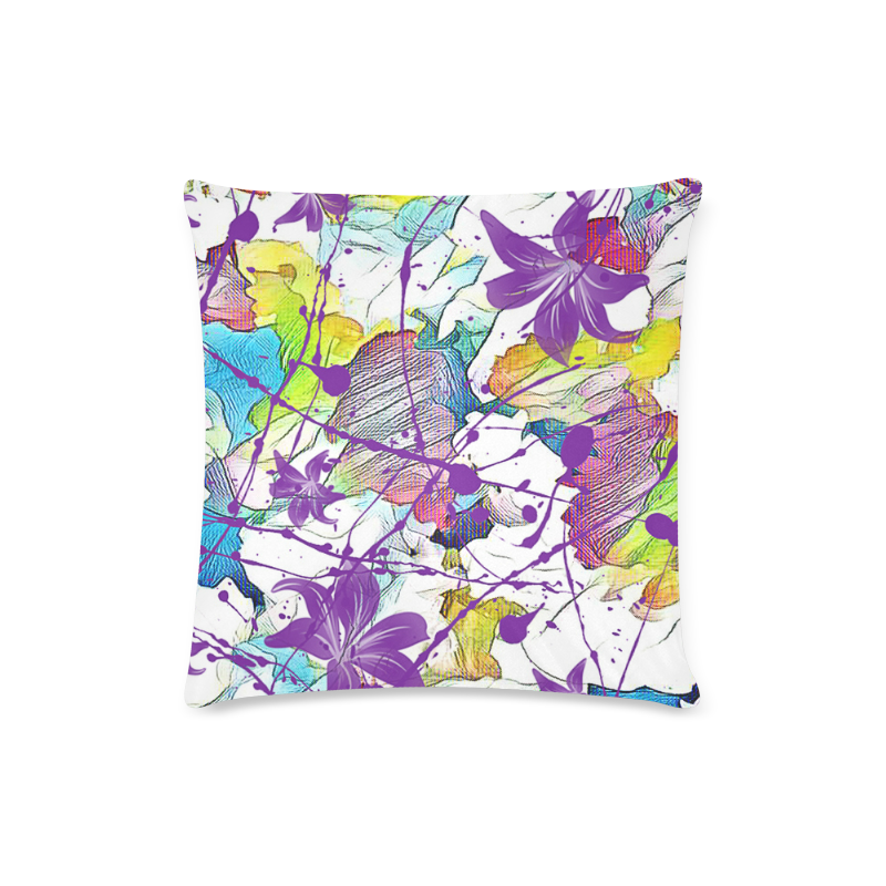 Lilac Lillis Abtract Splash Custom Zippered Pillow Case 16"x16"(Twin Sides)