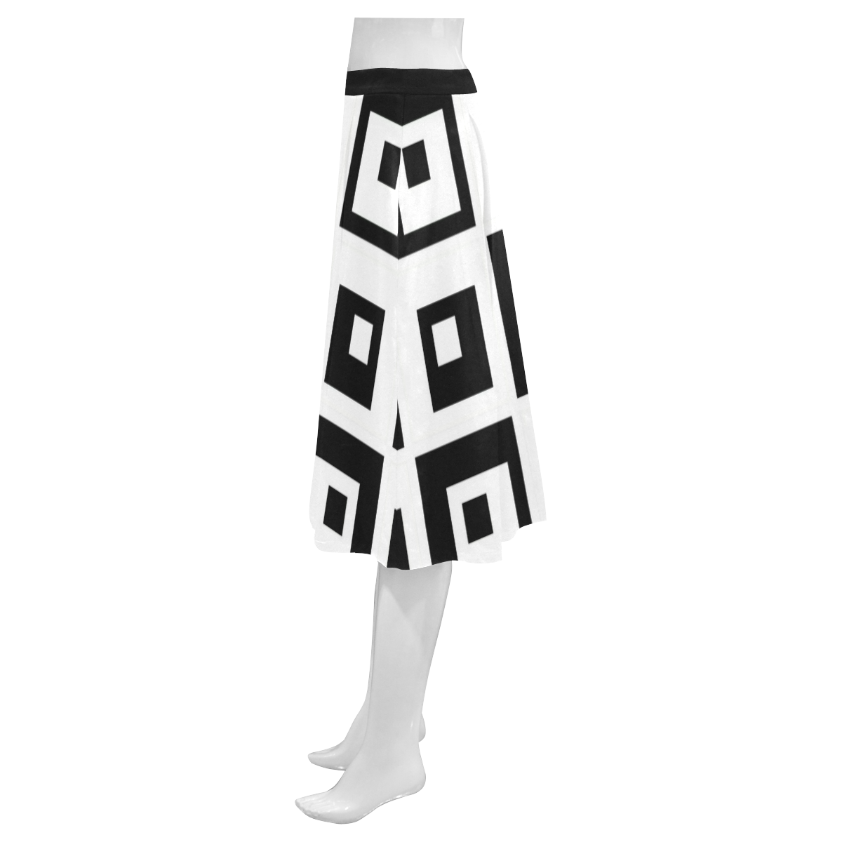 Black & White Cubes Mnemosyne Women's Crepe Skirt (Model D16)