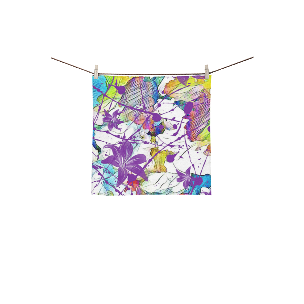 Lilac Lillis Abtract Splash Square Towel 13“x13”