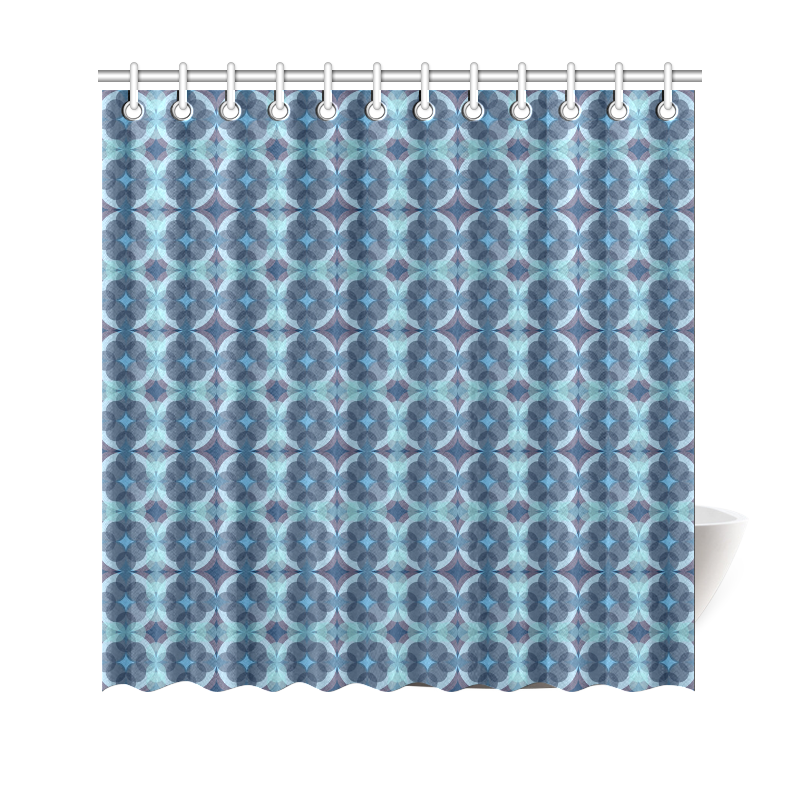 Sapphire Kaleidoscope Pattern Shower Curtain 69"x70"