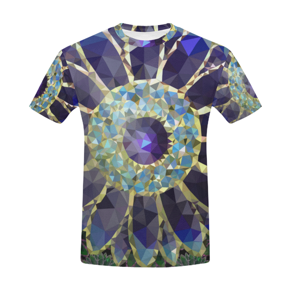Blue Mosaic Flower All Over Print T-Shirt for Men (USA Size) (Model T40)