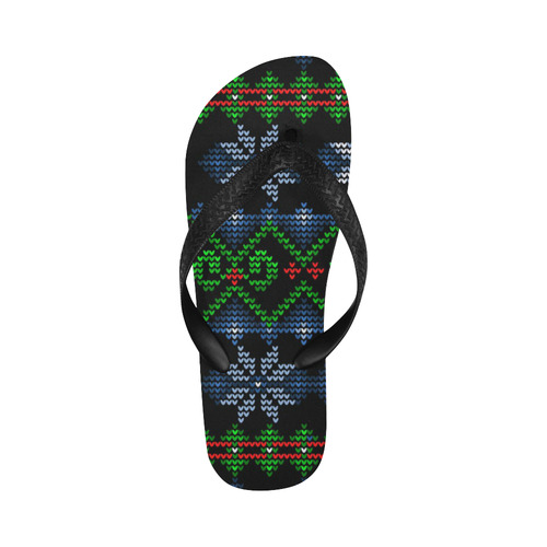 Ugly Christmas Sweater Knit, Christmas Flip Flops for Men/Women (Model 040)