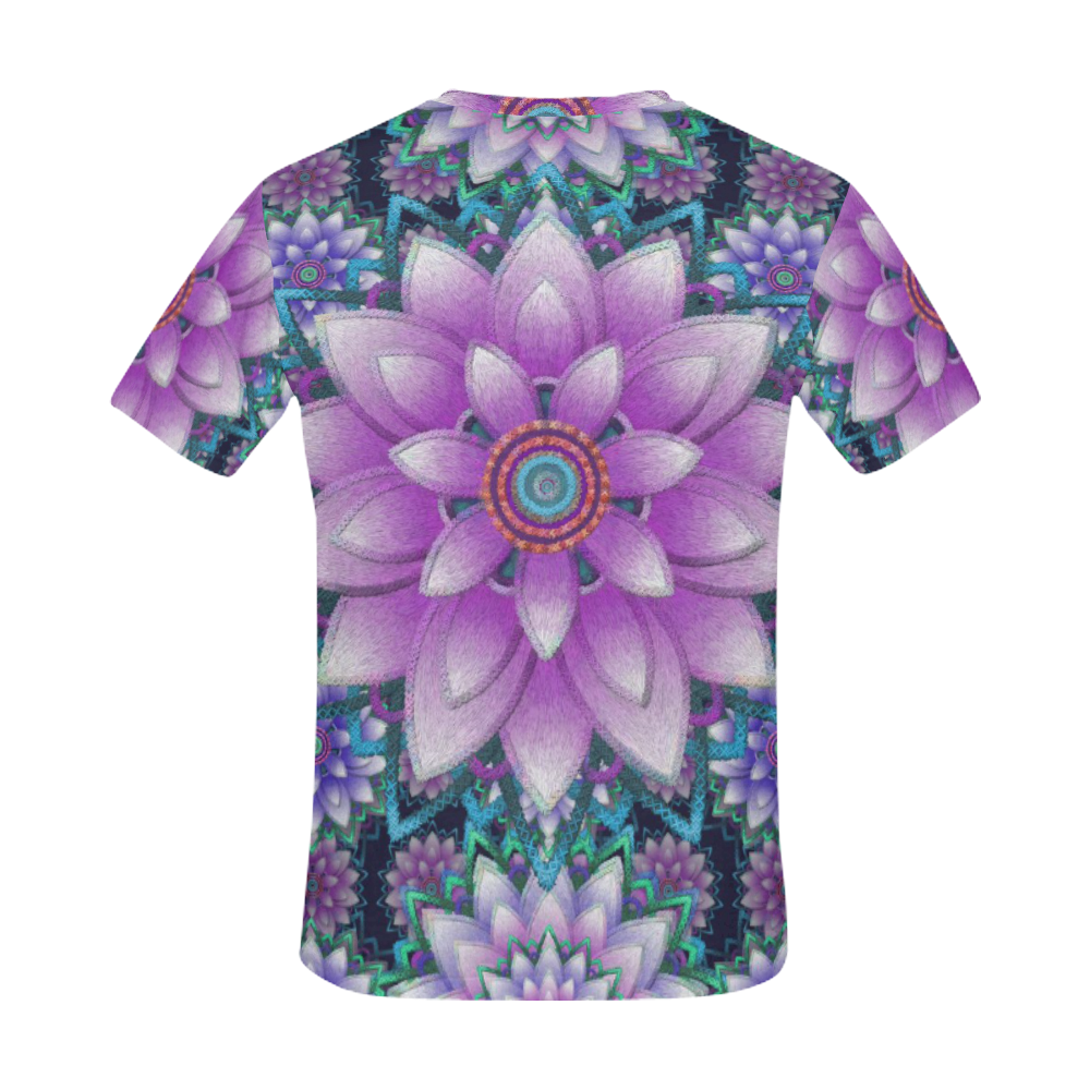 Lotus Flower Ornament - Purple and turquoise All Over Print T-Shirt for Men (USA Size) (Model T40)