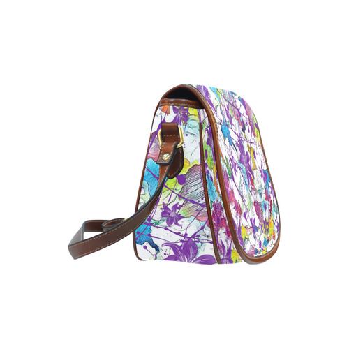 Lilac Lillis Abtract Splash Saddle Bag/Small (Model 1649) Full Customization