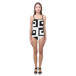 Black & White Cubes Strap Swimsuit ( Model S05)