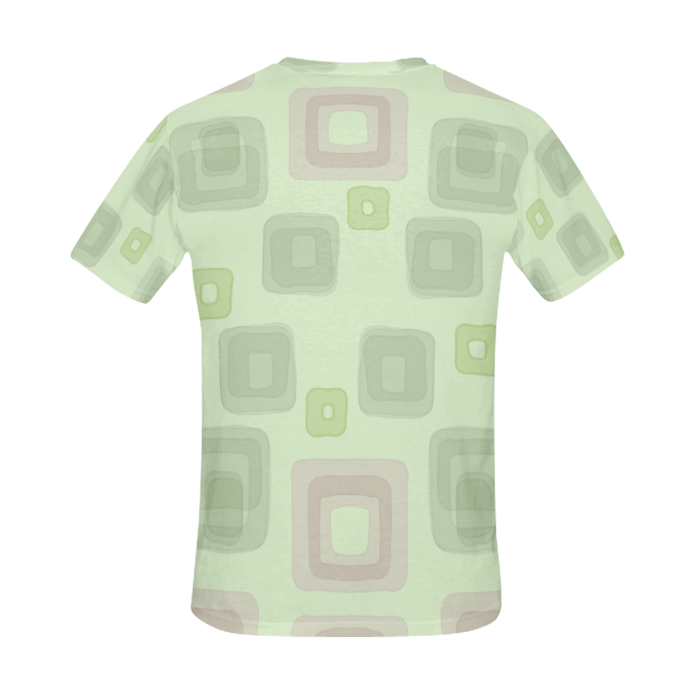 Green and Pink squares, back to 70's pattern All Over Print T-Shirt for Men (USA Size) (Model T40)