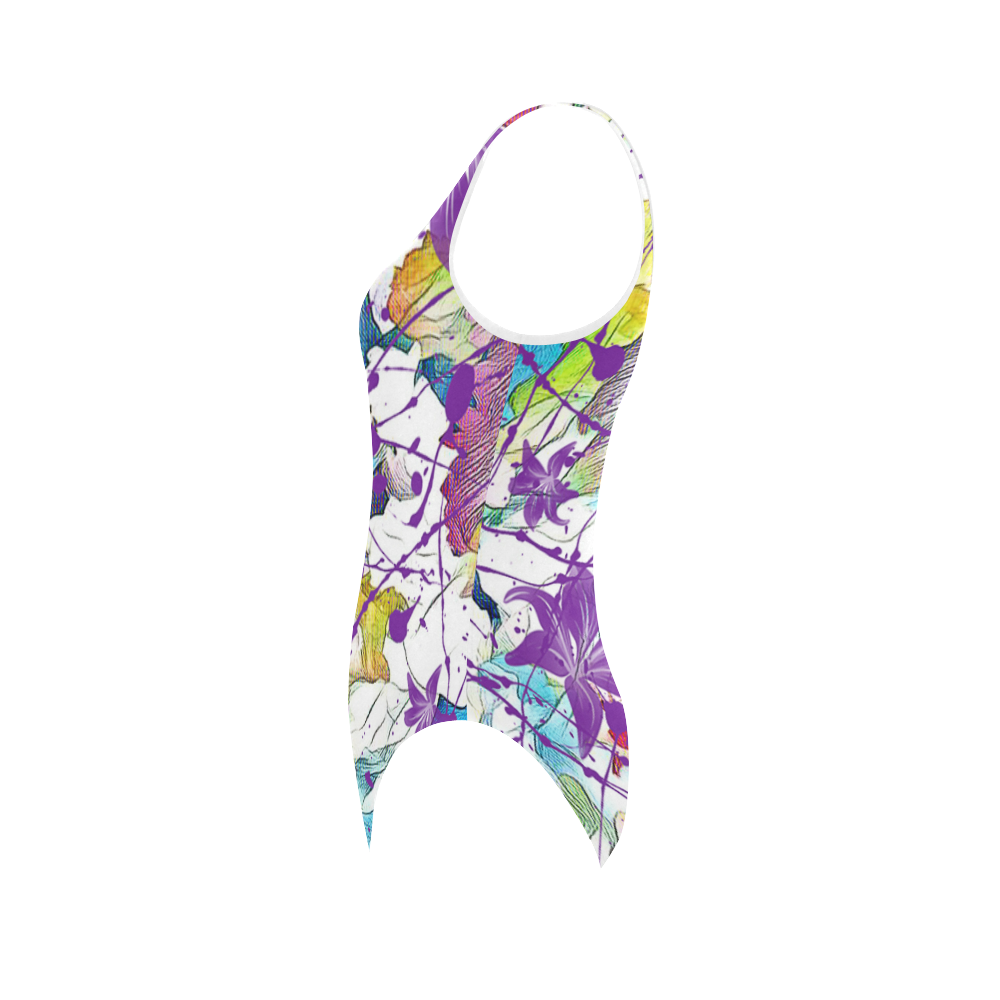 Lilac Lillis Abtract Splash Vest One Piece Swimsuit (Model S04)