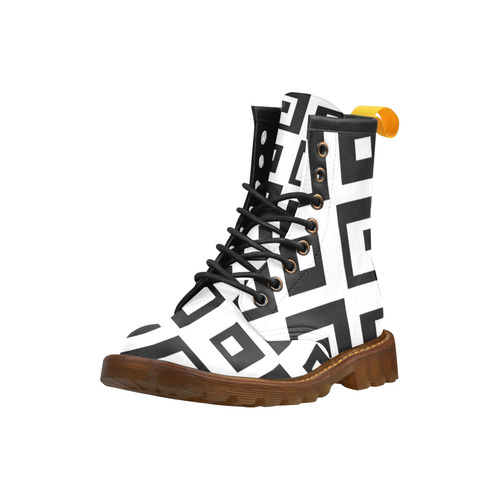Black & White Cubes High Grade PU Leather Martin Boots For Women Model 402H