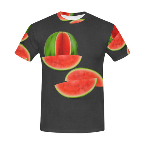 Watercolor Watermelon, red, green and sweet All Over Print T-Shirt for Men (USA Size) (Model T40)
