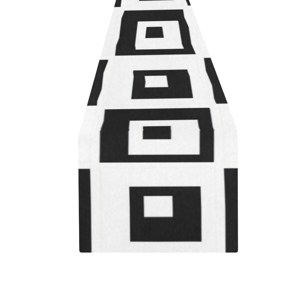 Black & White Cubes Table Runner 16x72 inch