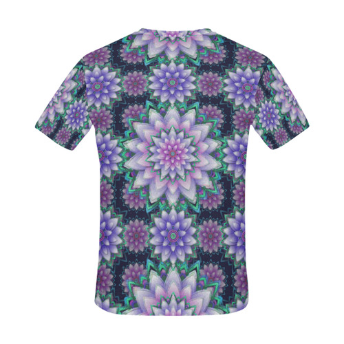 Lotus Flower Ornament - Purple and green All Over Print T-Shirt for Men (USA Size) (Model T40)