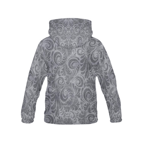 Denim with vintage floral pattern, light grey All Over Print Hoodie for Men (USA Size) (Model H13)
