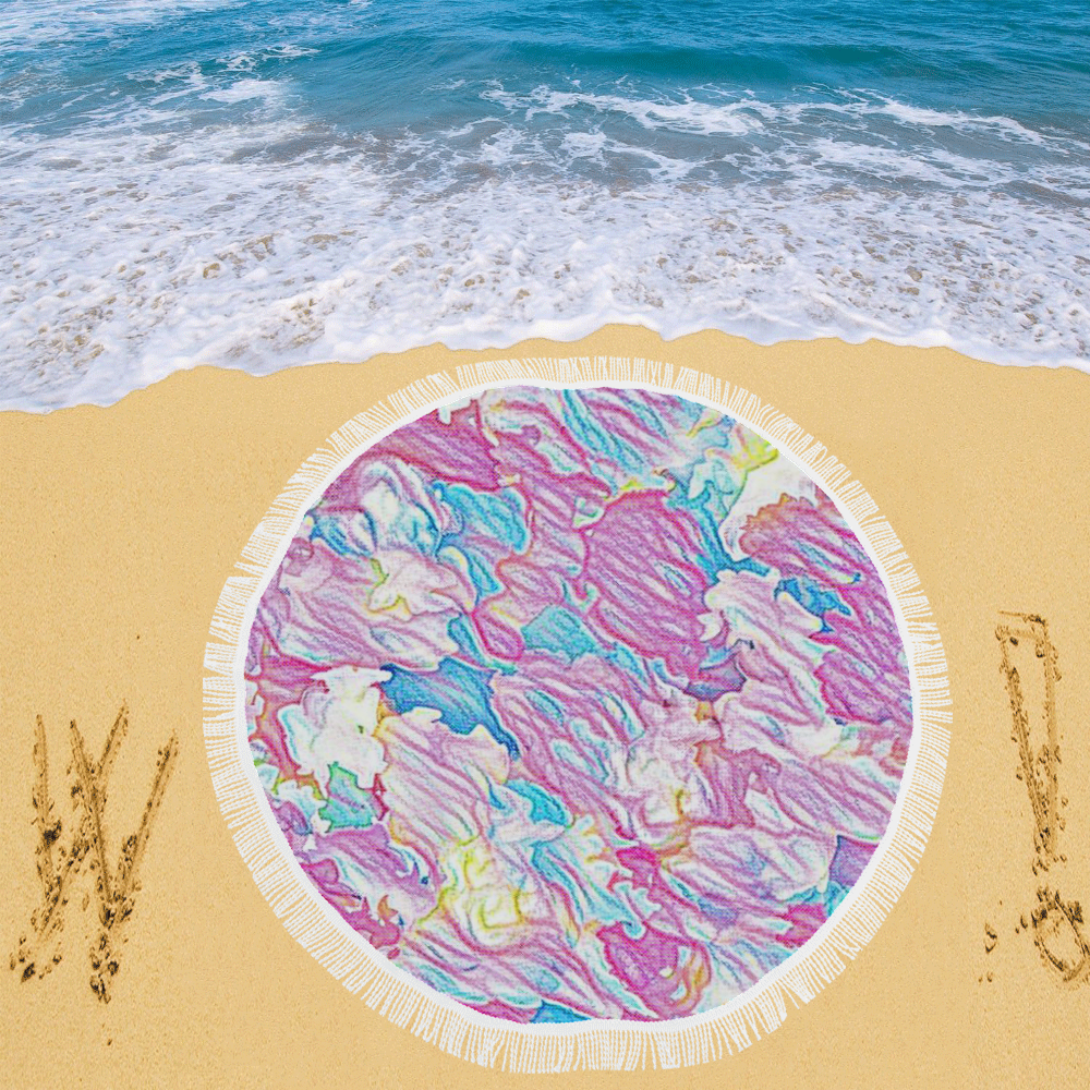 Flower Colors Abtract Circular Beach Shawl 59"x 59"