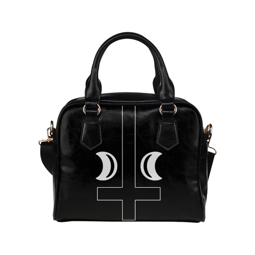 Crescent Moons Cross Gothic Art Shoulder Handbag (Model 1634)