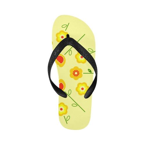 Designers yellow folk Flowers shoes Flip Flops for Men/Women (Model 040)