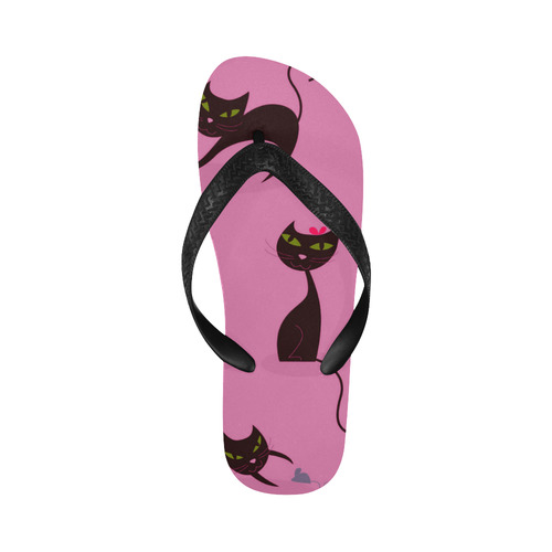DESIGNERS Black cat shoes Flip Flops for Men/Women (Model 040)