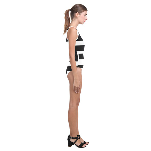Black & White Cubes Vest One Piece Swimsuit (Model S04)