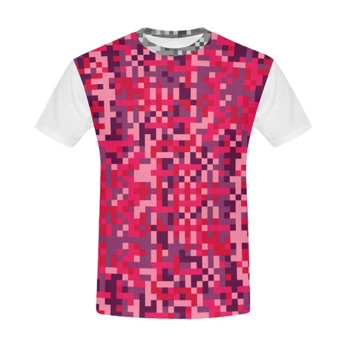 Designers retro t-shirt with Design Blocks PINK WHITE All Over Print T-Shirt for Men (USA Size) (Model T40)